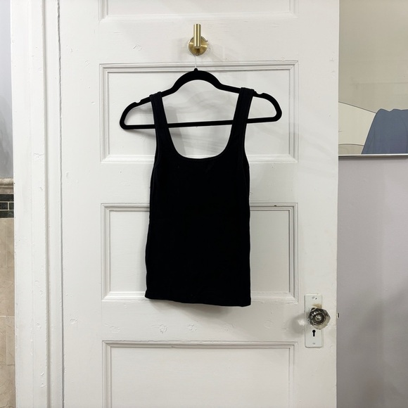 Abercrombie & Fitch Black Ribbed Basic Square Neck Tank Top - Sz Small - Picture 6 of 11